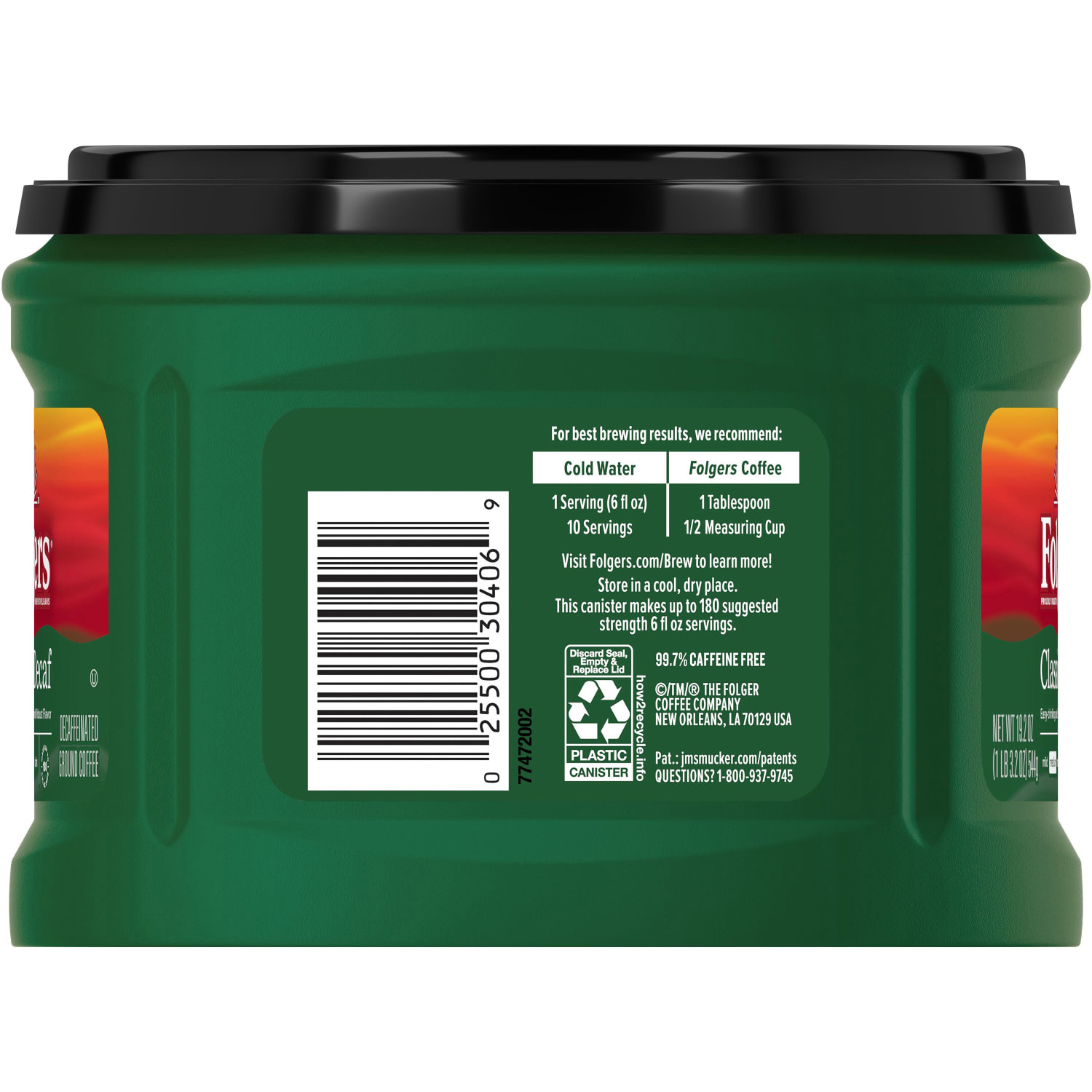 Folgers Classic Decaf Coffee Medium, 19.2 oz Per Canister - Image 3