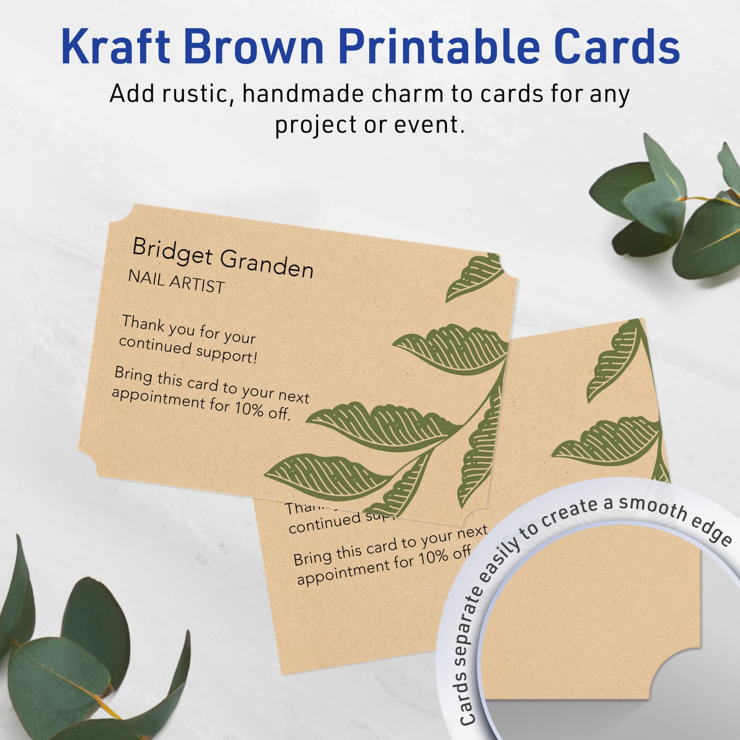 Avery Printable Postcards With Sure Feed Technology, 6in x 9in Rectangle Scalloped Edge, Kraft Brown, Pack Of 25 - Image 3