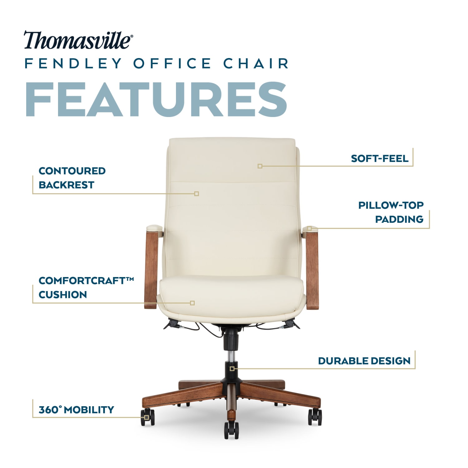 Thomasville Fendley Ergonomic Faux Leather MidBack Office Chair Cream PopularChairscom Thomasville Fendley Ergonomic Faux Leather Mid Back Office Chair Cream PopularChairscom