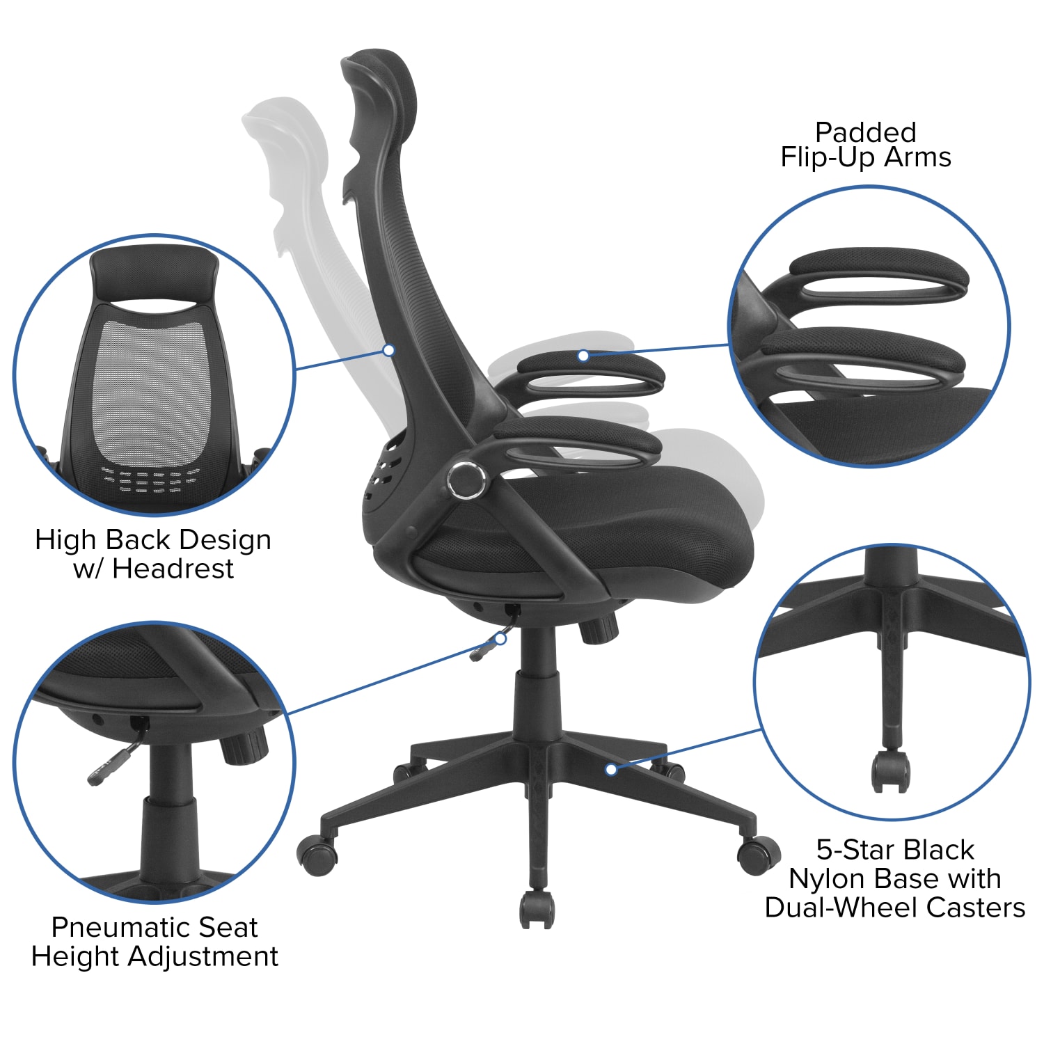 Flash Furniture Mesh HighBack Swivel Chair Black PopularChairscom Flash Furniture Mesh High Back Swivel Chair Black PopularChairscom