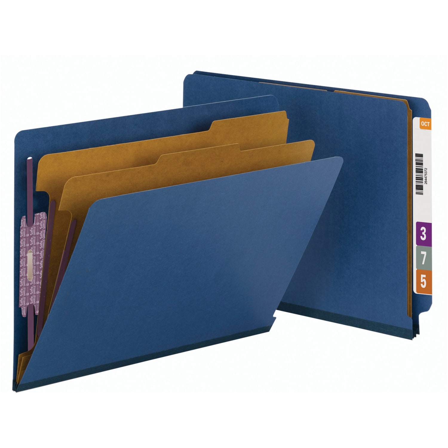 Smead End-Tab Classification Folders, 2in Expansion, 2 Dividers, 8 1/2in x 11in, Letter, Dark Blue, Box of 10 - Image 6