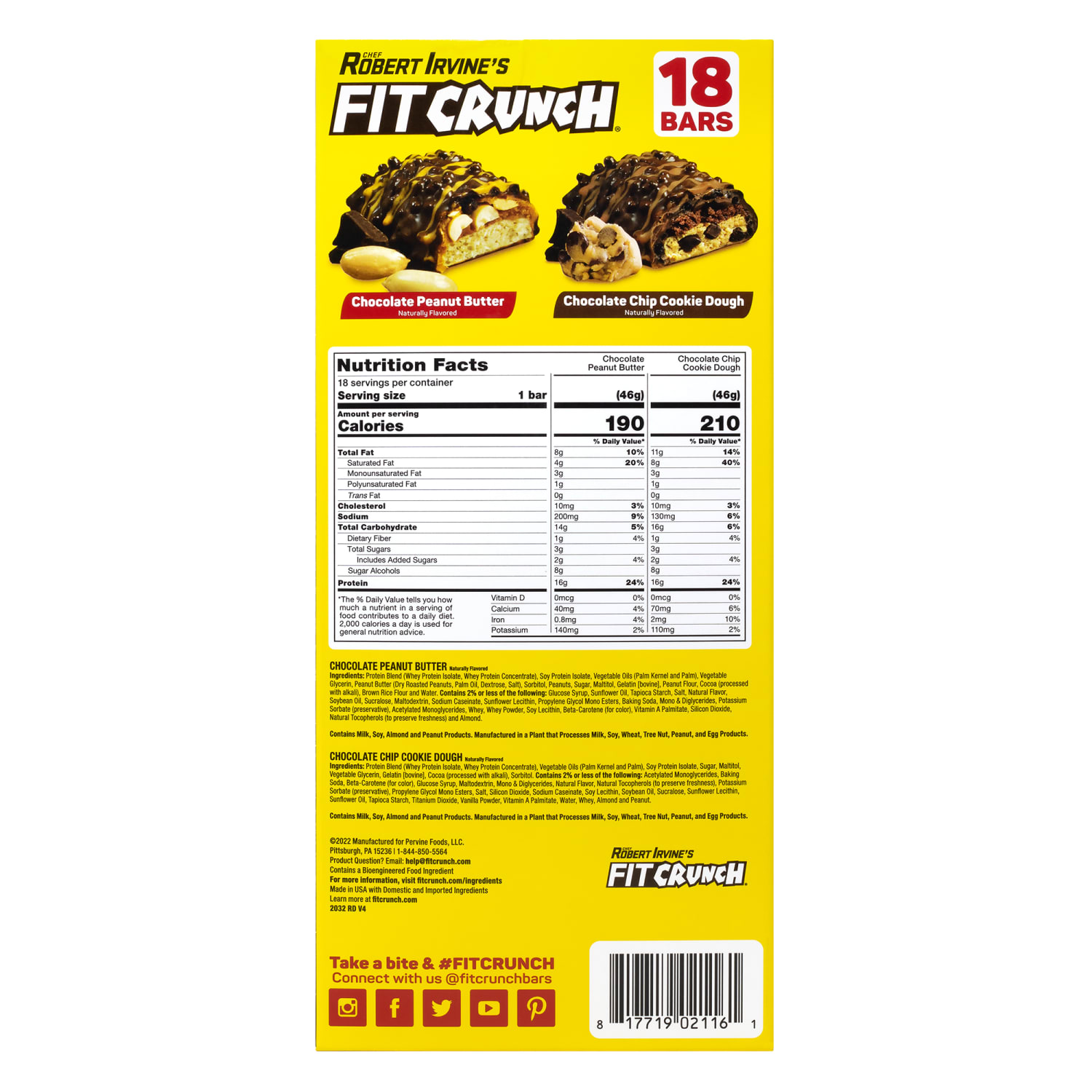 Chef Robert Irvines FITCRUNCH High Protein Bars, Variety Pack, 1.62 Oz, Pack Of 18 Bars - Image 3