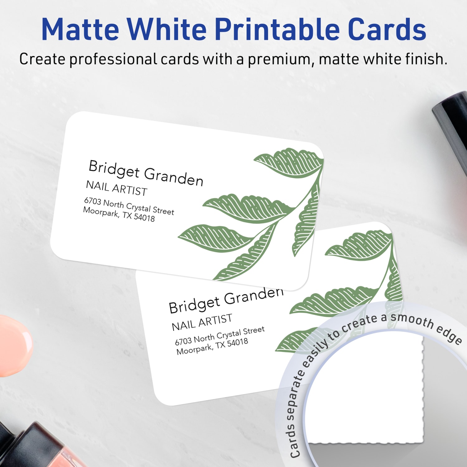 Avery Printable Rounded Corner Business Cards With Sure Feed Technology, Print-To-The-Edge, 2inx3.5in, Matte White, Pack Of 400 - Image 3