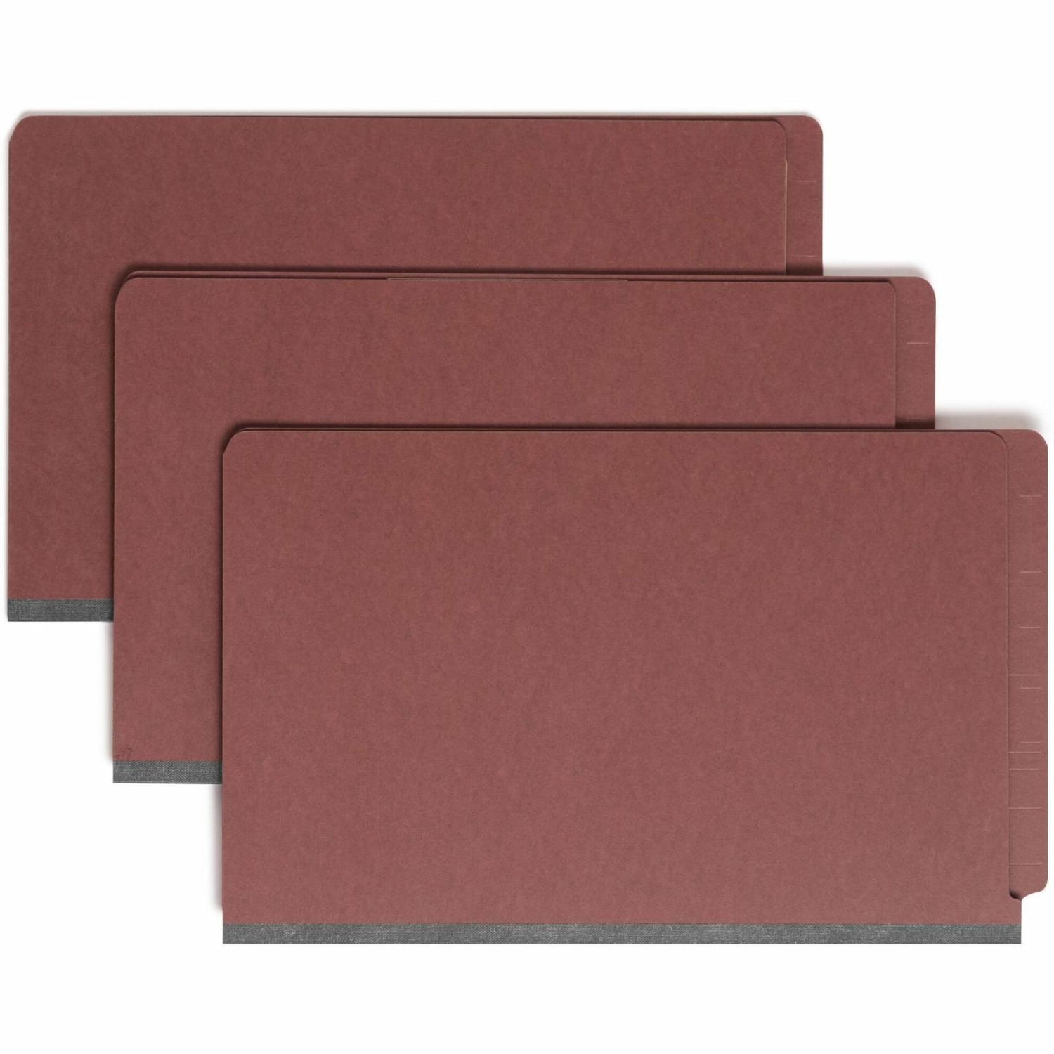 Smead End Tab Pressboard Classification Folders With SafeSHIELD Fasteners, 2 Dividers, Legal Size, 60% Recycled, Red, Box Of 10 - Image 4