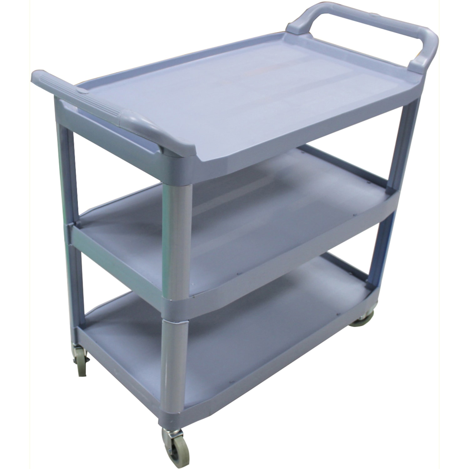Impact 3-Shelf Bussing Cart, 3 Shelf, 200 lb Capacity, 4in Caster Size, 40inL x 20inW x 38inH, Gray - Image 3