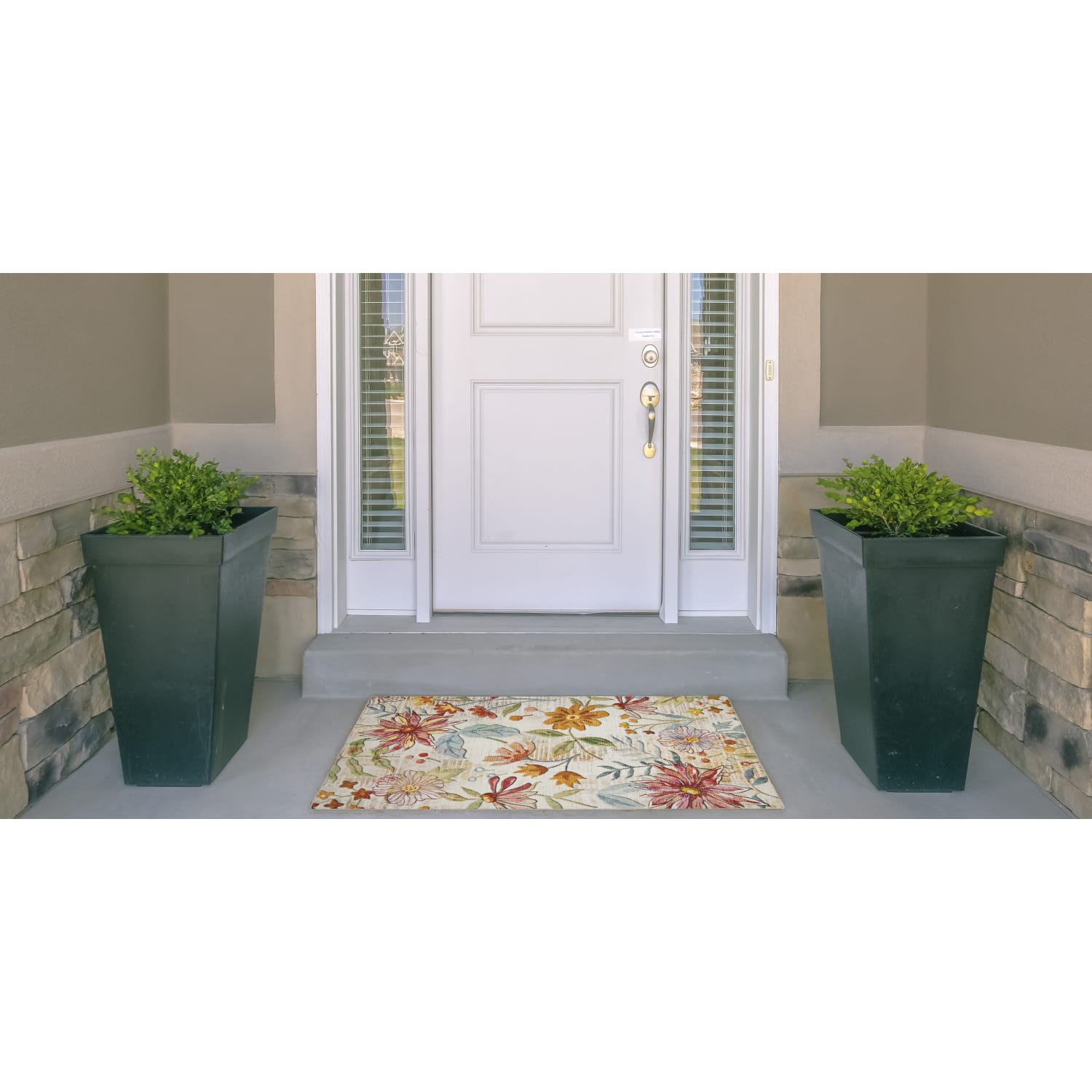 Linon Washable Outdoor Area Rug, Hadley, 2ft x 3ft, Ivory/Pink - Image 3