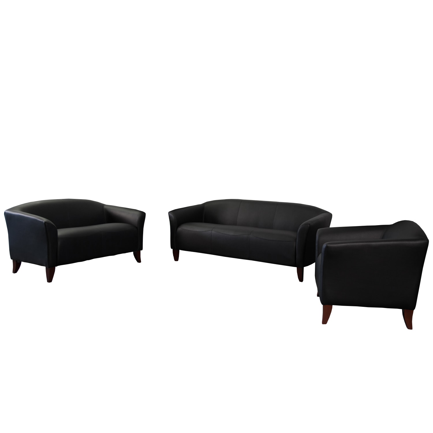 Flash Furniture HERCULES Imperial Series Reception Set With Cherry Wood Feet Black PopularChairscom