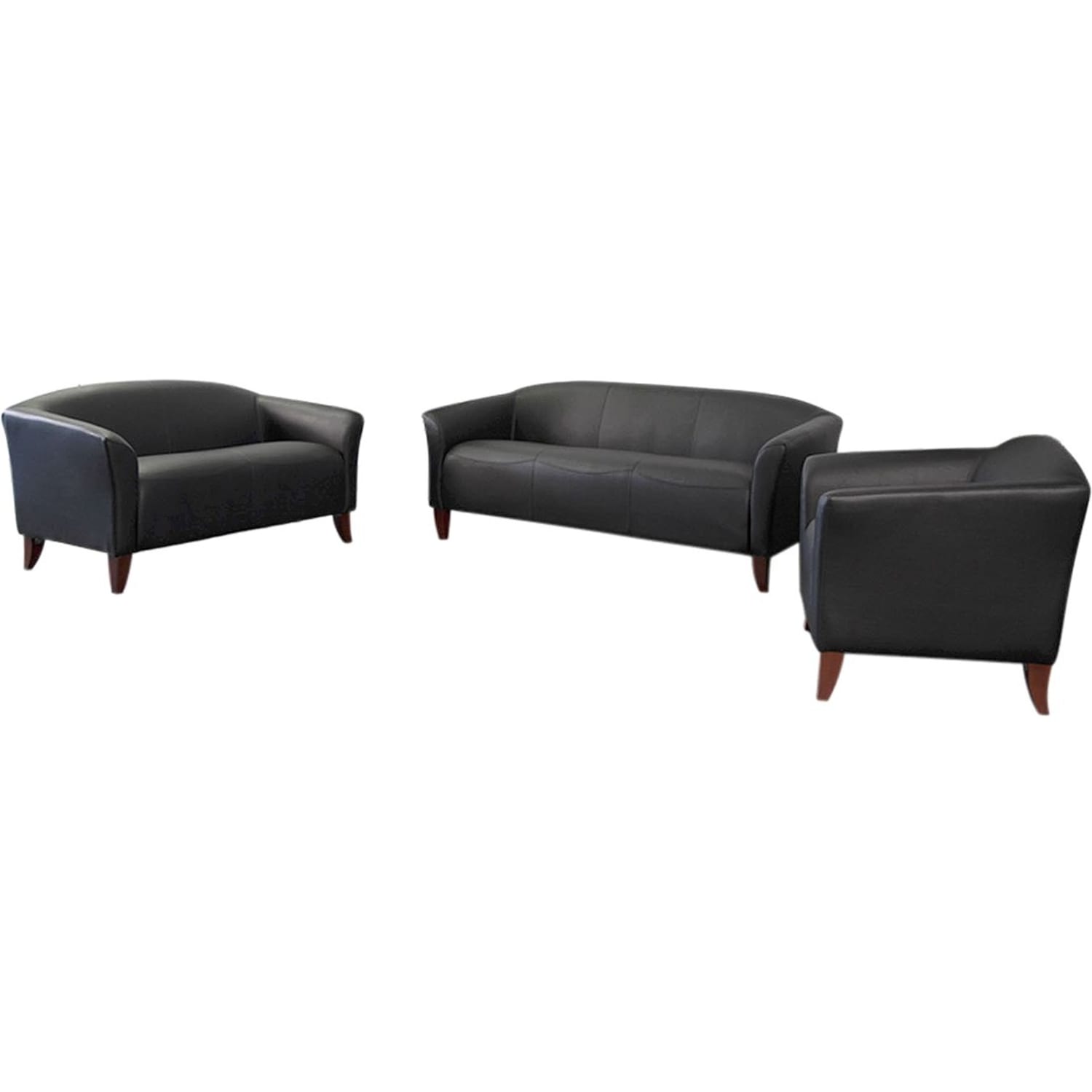 Flash Furniture HERCULES Imperial Series Reception Set With Cherry Wood Feet Black PopularChairscom