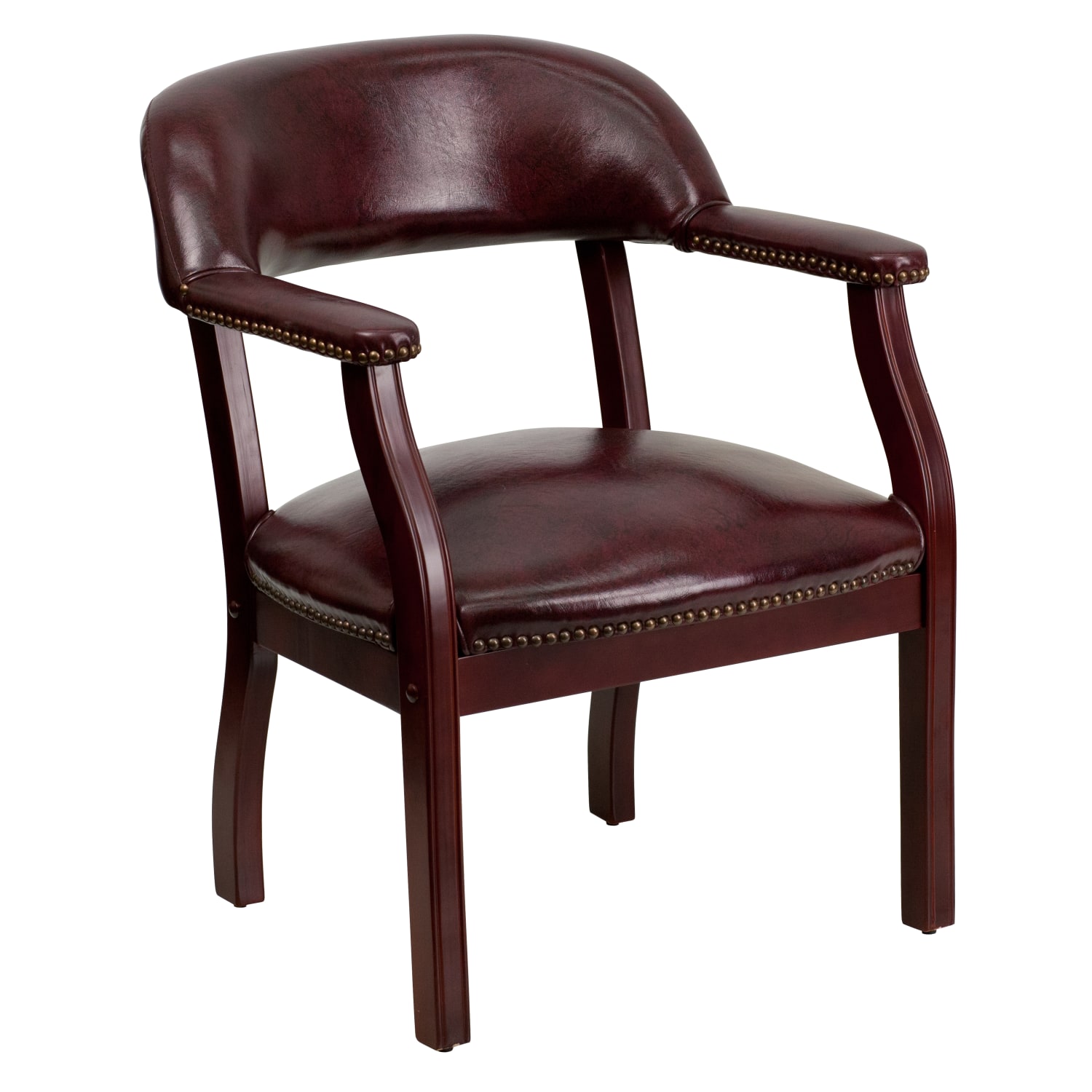 Flash Furniture Vinyl Conference Guest Chair With Accent Nail Trim, Oxblood - Image 3