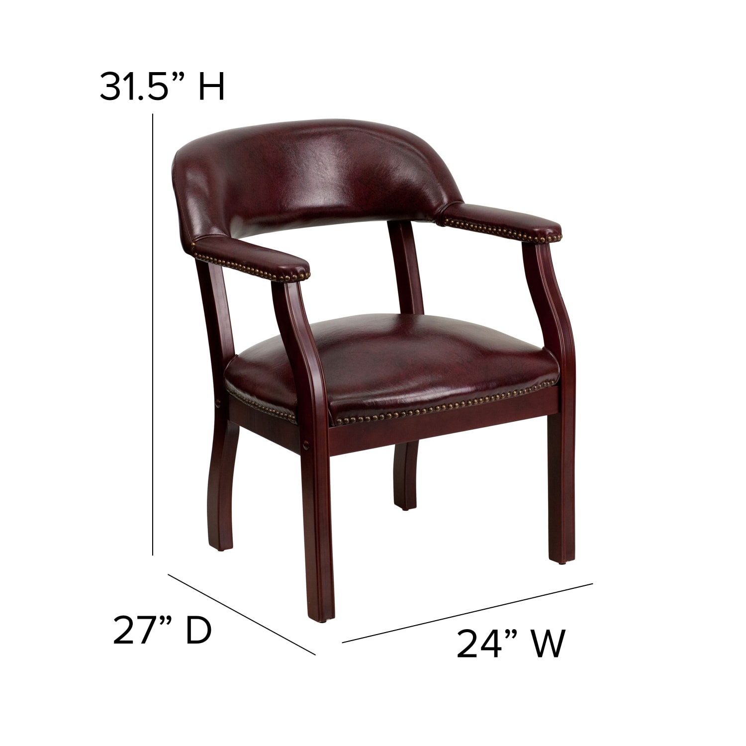 Flash Furniture Vinyl Conference Guest Chair With Accent Nail Trim Oxblood PopularChairscom