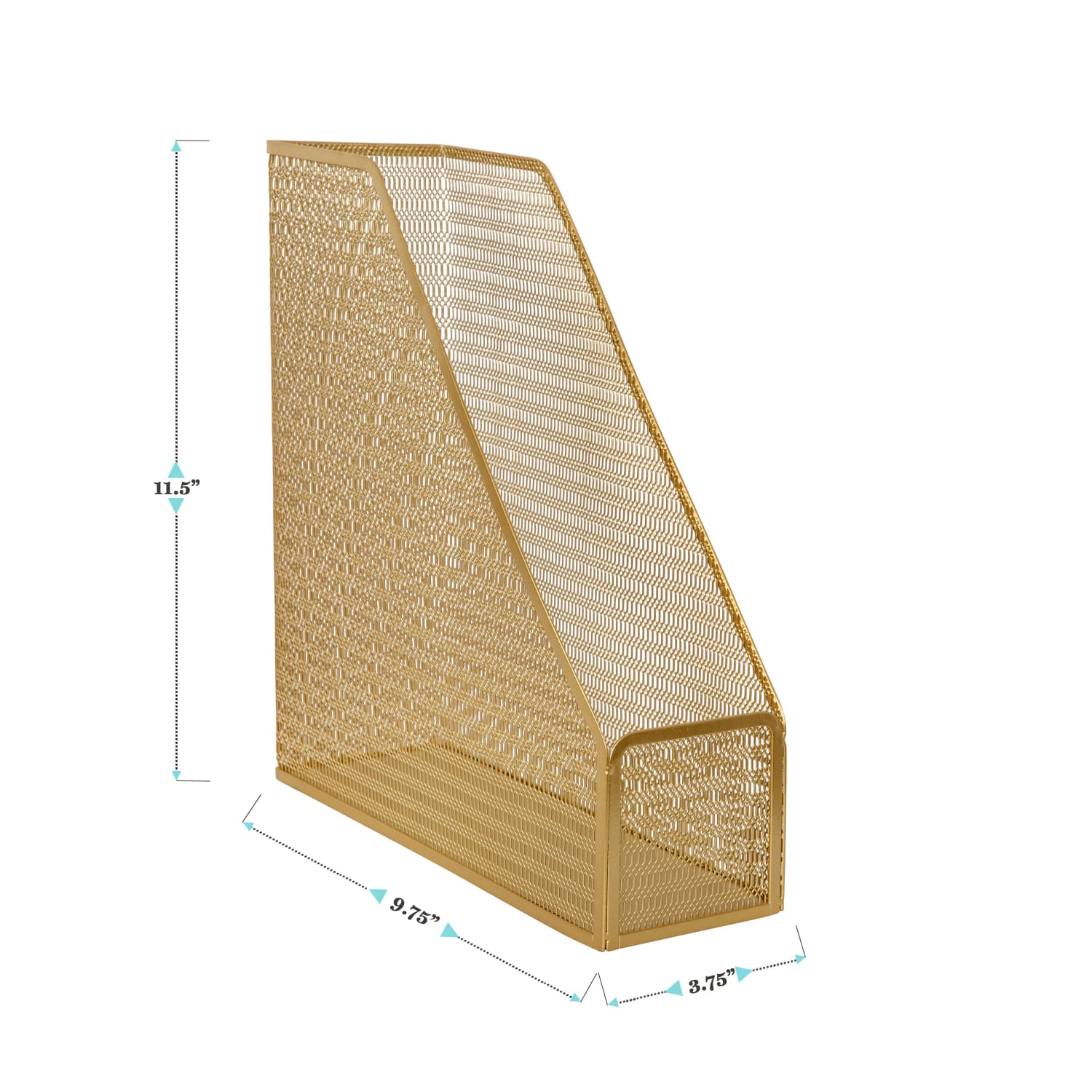 Martha Stewart Ryder Mesh Metal Single-Slot Magazine File Holder Desktop Organizer, 11-1/2inH x 3-3/4inW x 9-3/4inD, Gold - Image 5