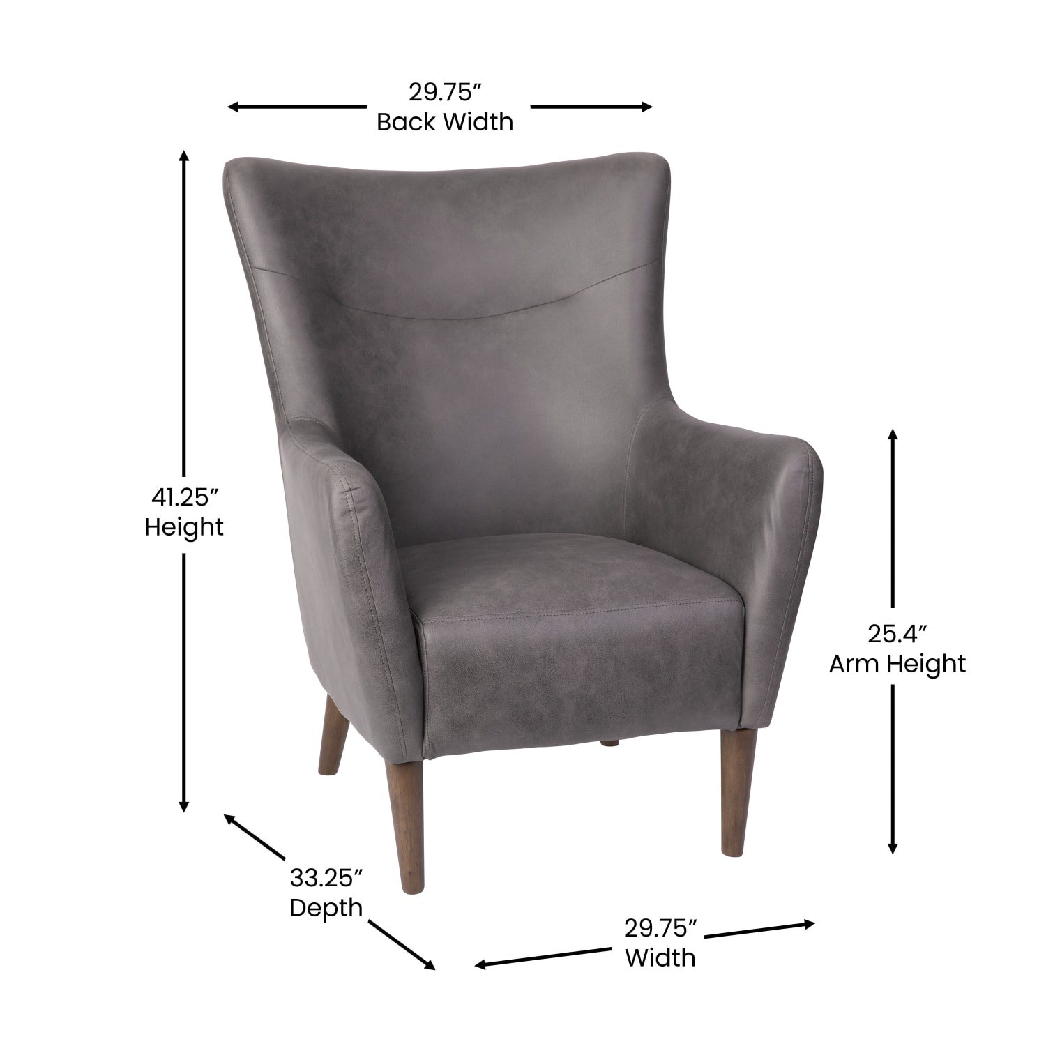 Flash Furniture Connor Traditional Wingback Accent Chair, Commercial Grade Faux Leather Upholstery and Wooden Frame and Legs, Dark Gray - Image 7