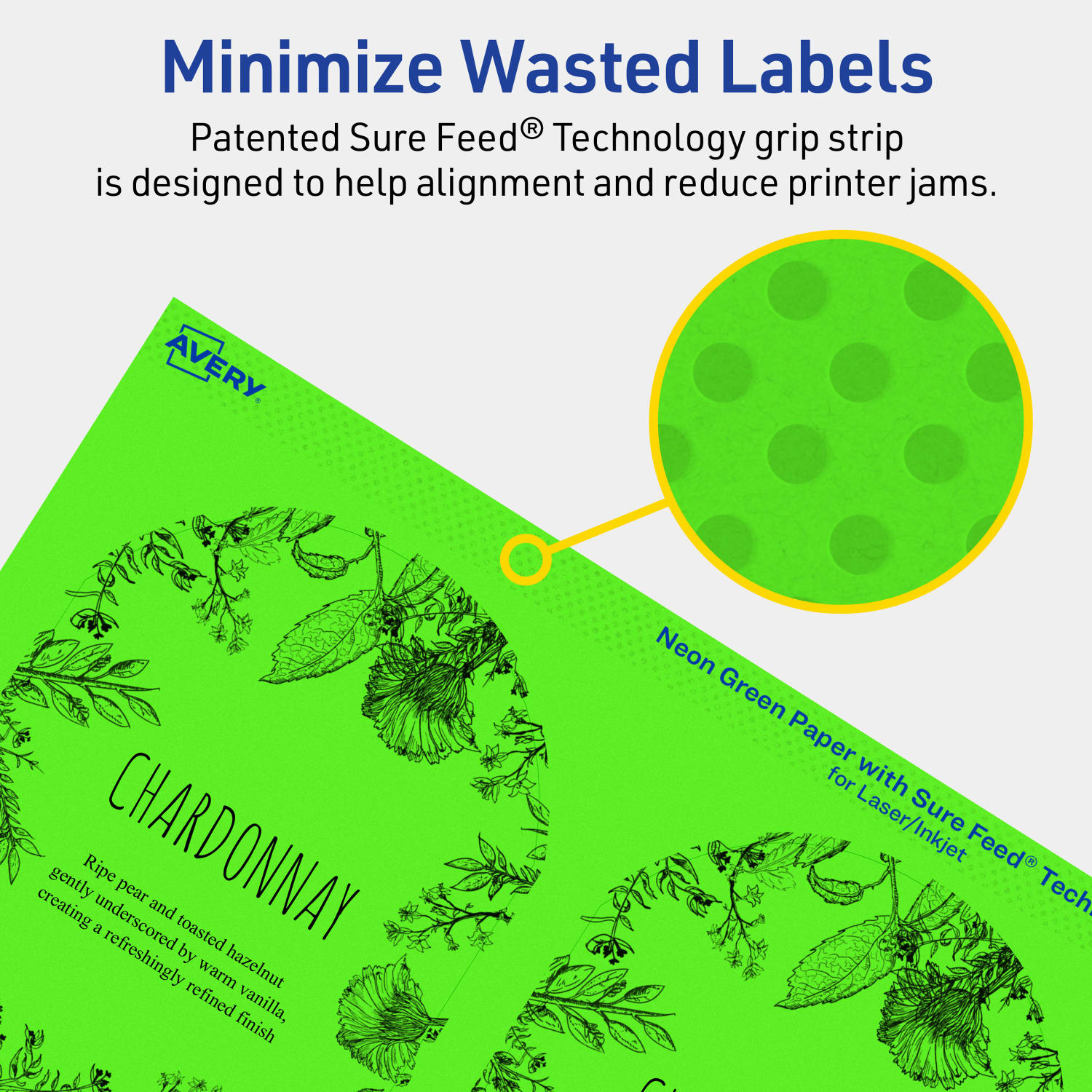 Avery Print-To-The-Edge Labels With Sure Feed Technology, 94600-NGP80, Arched, 4-3/4in x 3-1/2in, Matte Neon Green, Pack of 320 - Image 5