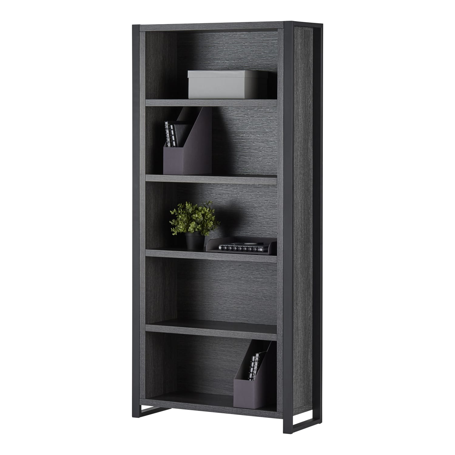 Realspace DeJori 70inH 5-Shelf Bookcase, Charcoal - Image 3