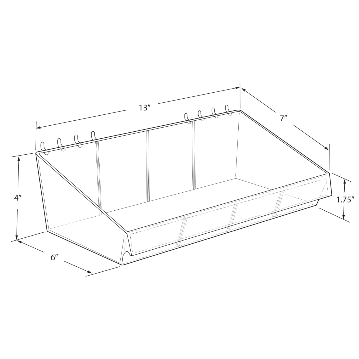 Azar Displays Divider Bins, Small Size, 4in x 13in x 7in, Clear, Pack Of 4 - Image 3