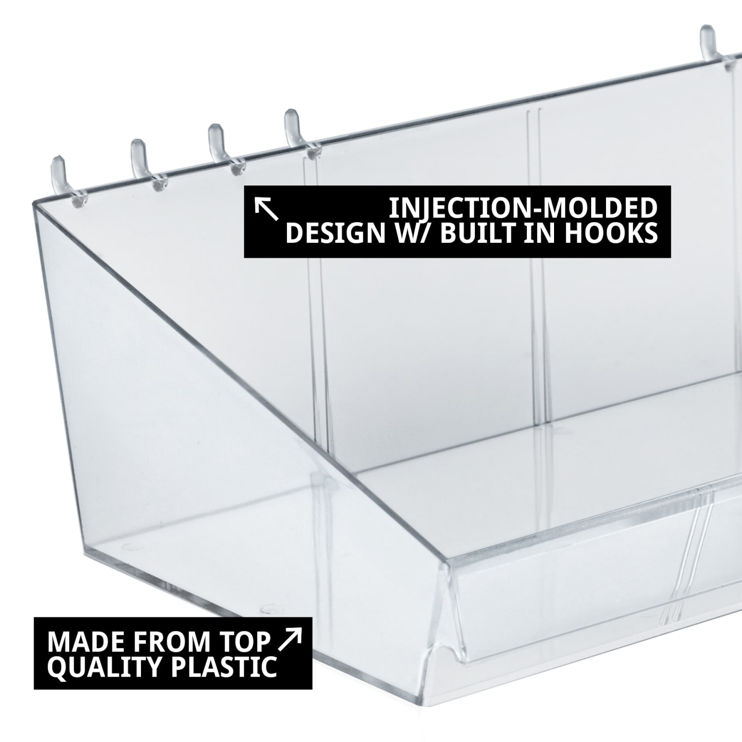 Azar Displays Divider Bins, Small Size, 4in x 13in x 7in, Clear, Pack Of 4 - Image 4