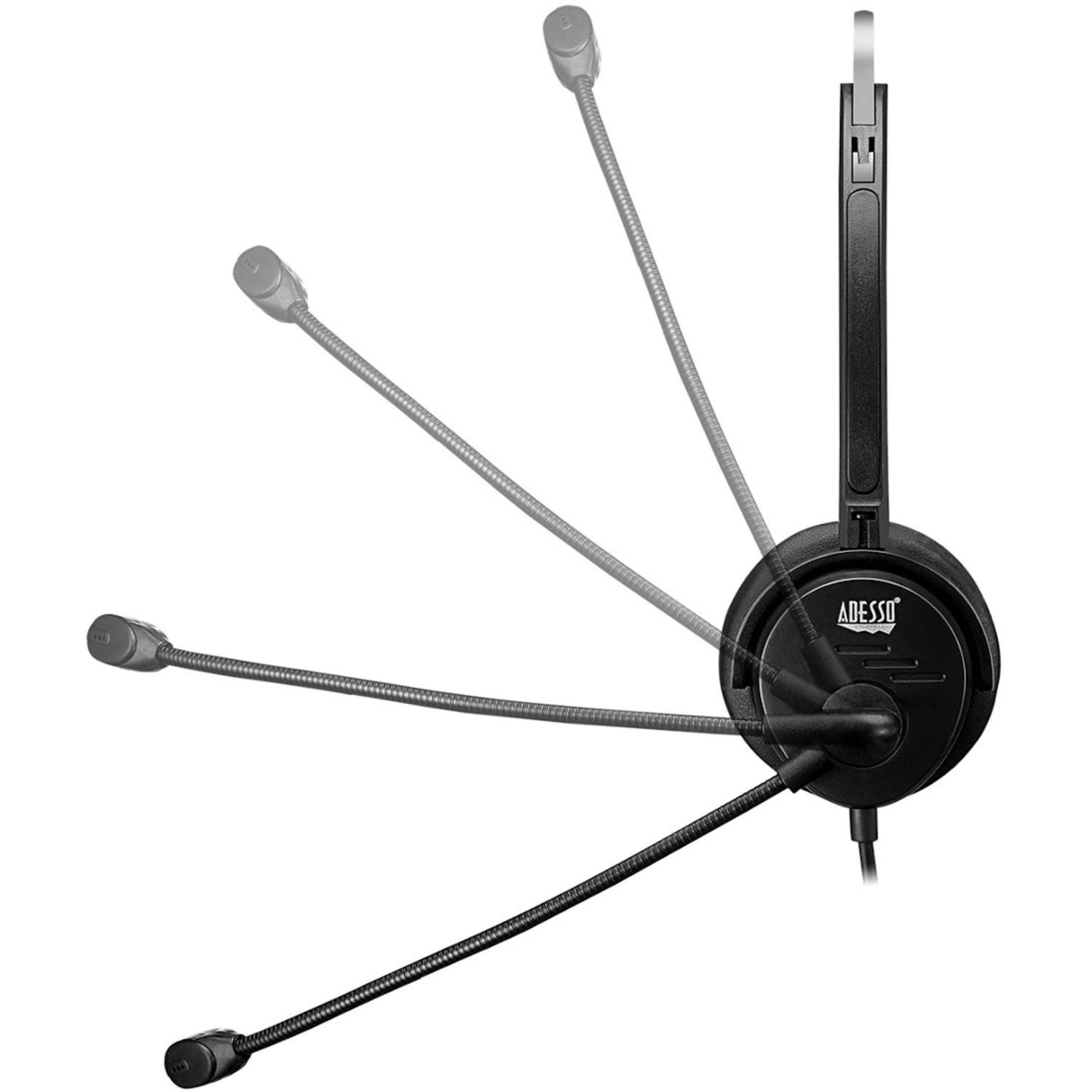 Adesso USB Single-Sided Headset With Adjustable Microphone, Black - Image 3