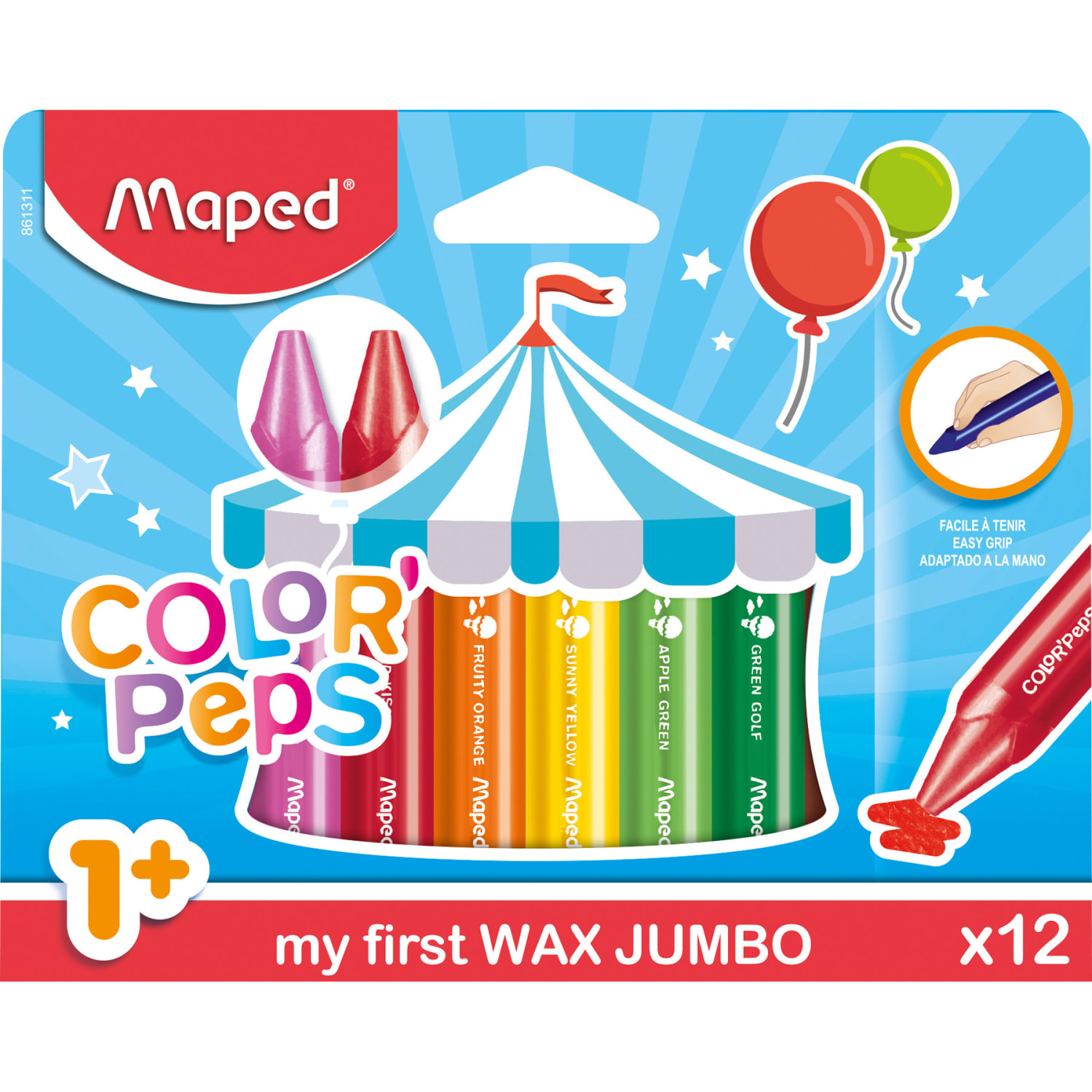 Maped Color"Peps My First Jumbo Triangular Wax Crayons, 12 Crayons Per Pack, Set Of 6 Packs - Image 3