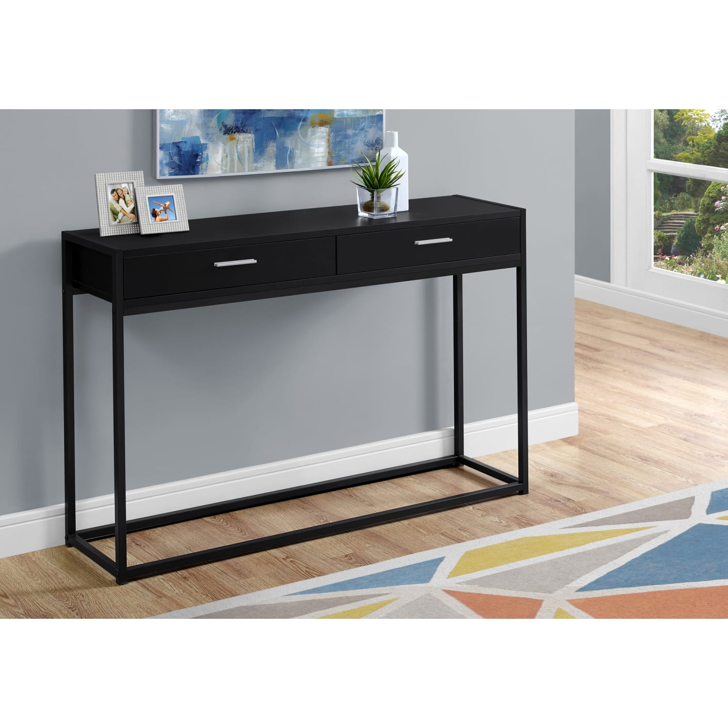Monarch Specialties Accent Table With 2 Drawers, Rectangular, Black - Image 3