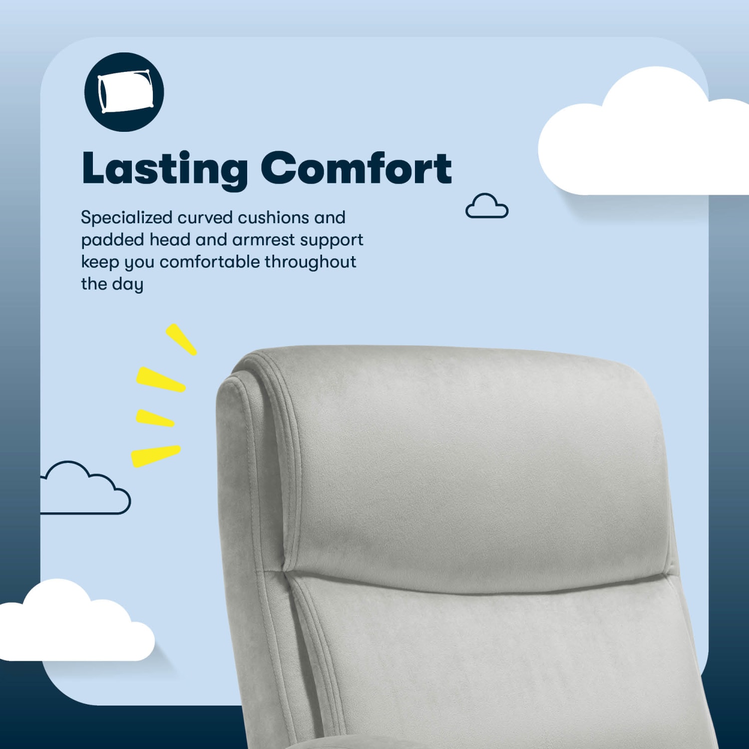 Serta Comfort Ergo Ergonomic Velvet High-Back Executive Office Chair, Gray/Black - Image 6