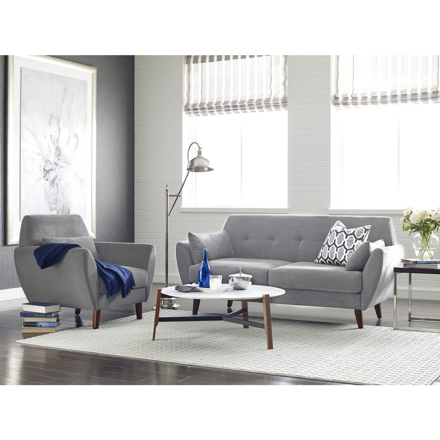 Serta Artesia Collection Sofa, Smoke Gray/Chestnut - Image 3