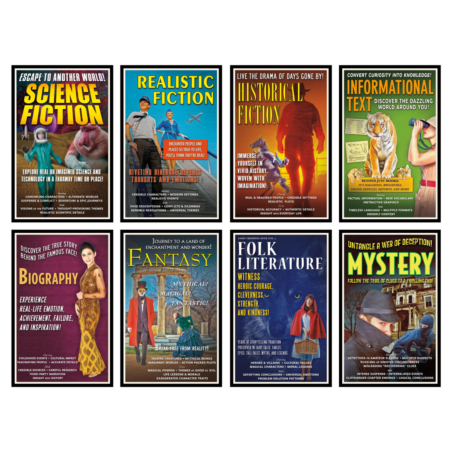 North Star Teacher Resources Literary Genres Bulletin Board Set, 11in x 17in, Multicolor