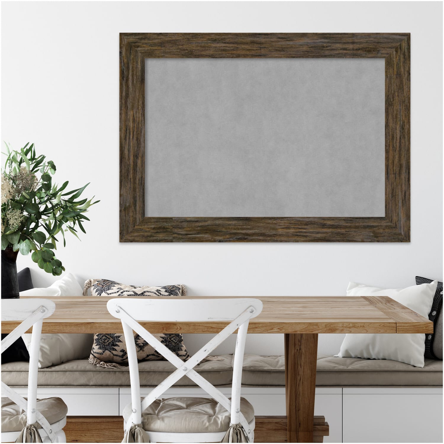 Amanti Art Magnetic Bulletin Board, Steel/Aluminum, 43in x 31in, Fencepost Brown Wood Frame - Image 5