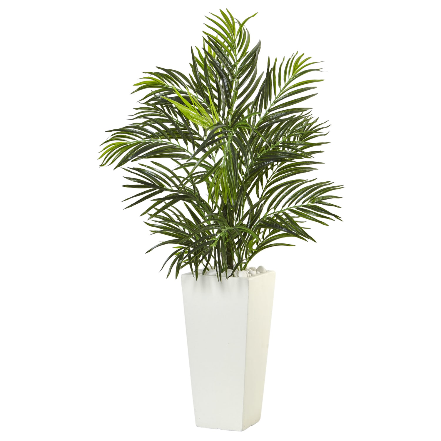 Nearly Natural 39inH Areca Artificial Palm With Square Planter, 39inH x 20inW x 20inD, White/Green