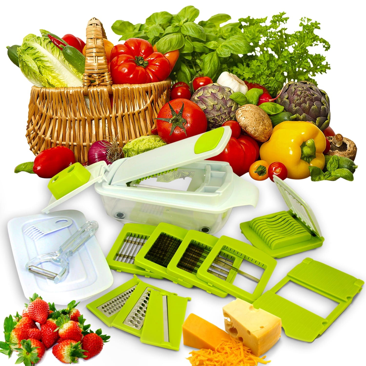 MegaChef 8-in-1 Multi-Use Slicer Chopper, Green - Image 3
