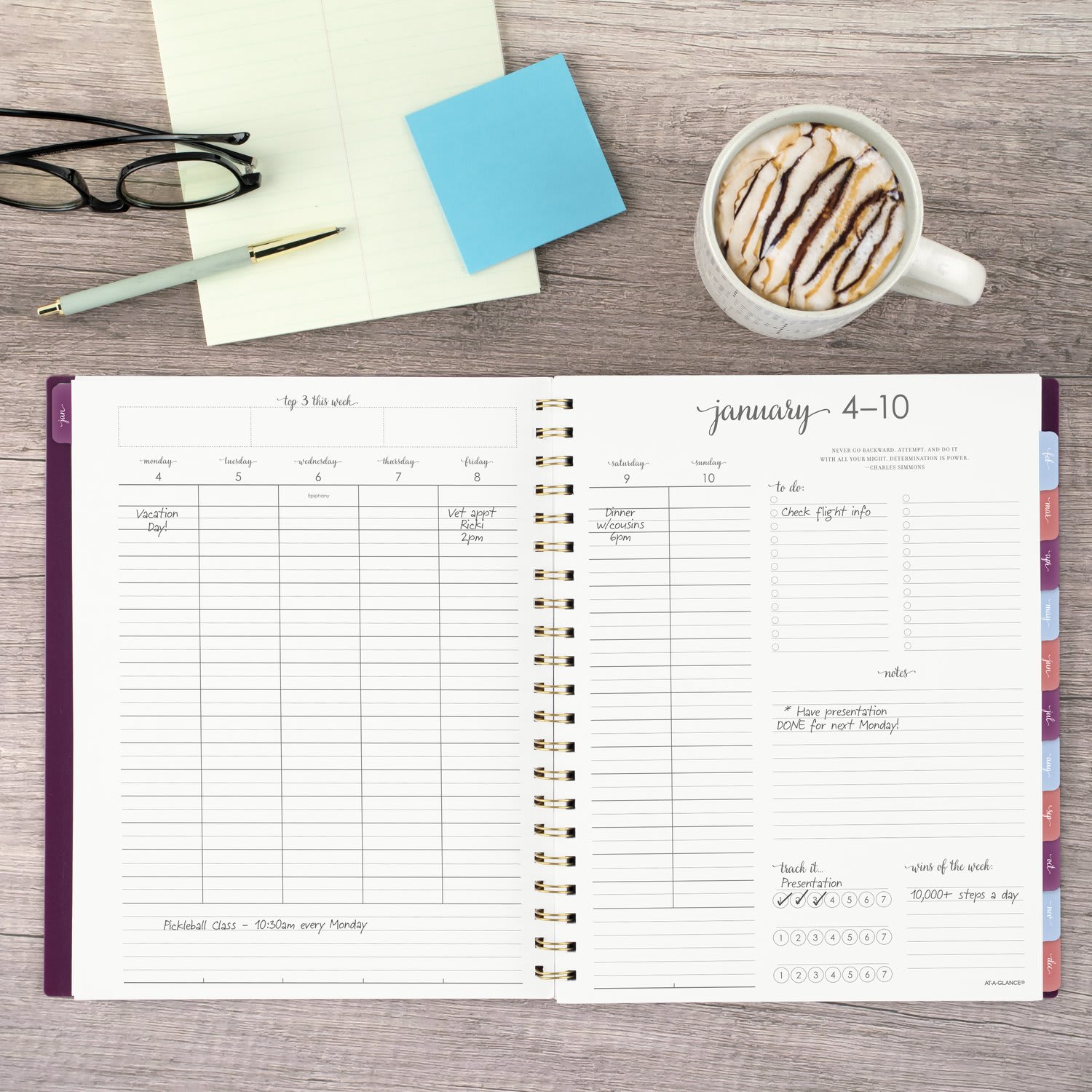 AT-A-GLANCE Harmony 2027 Weekly Monthly Planner, Mulberry, Large, 8 1/2in x 11in - Image 3