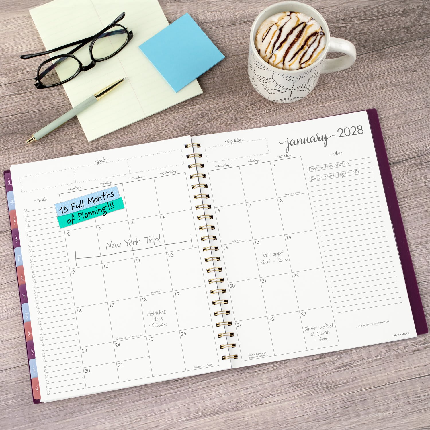 AT-A-GLANCE Harmony 2027 Weekly Monthly Planner, Mulberry, Large, 8 1/2in x 11in - Image 4