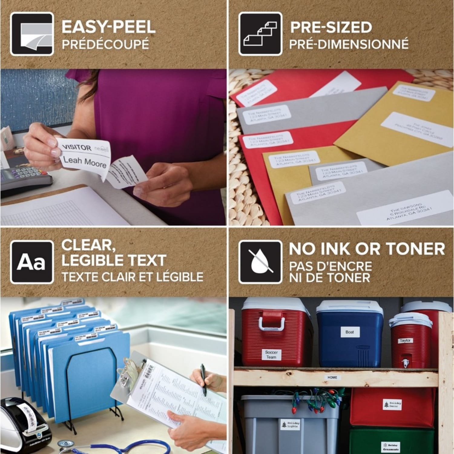 Dymo LabelWriter Multipurpose Label - 1in Height x 2 1/8in Width - Rectangle - Thermal - White, Black - 500 / Roll - 12 Roll - Image 6