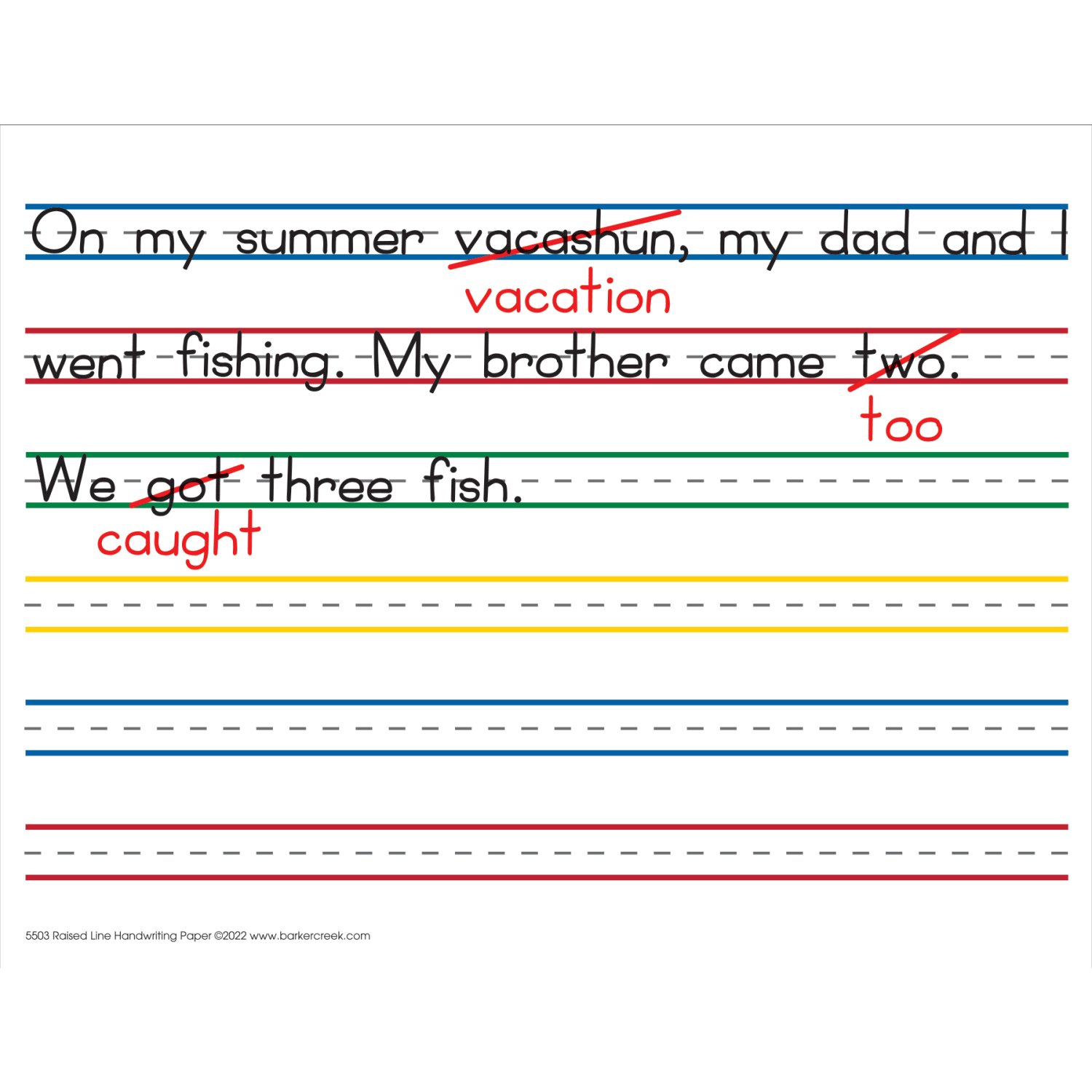 Barker Creek Handwriting Paper, 8-1/2in x 11in, Raised Line, Pack Of 50 Sheets - Image 5
