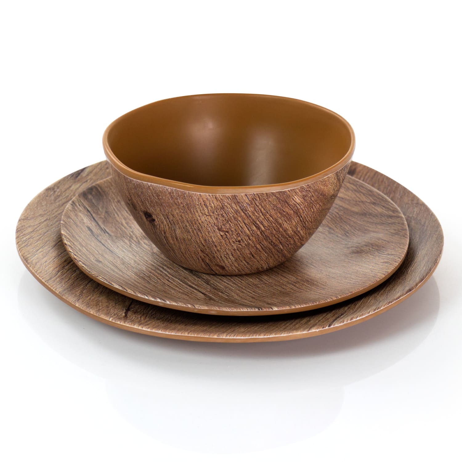 Gibson Home Woodfern 12-Piece Dinnerware Set, Brown - Image 6