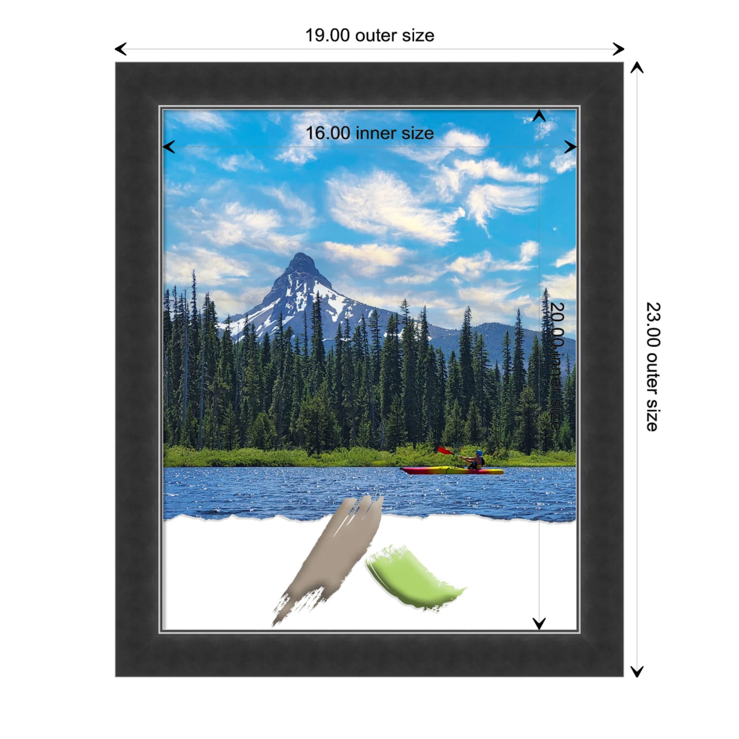 Amanti Art Corvino Narrow Wood Picture Frame, 19in x 23in, Opening Size 16in x 20in, Black - Image 5