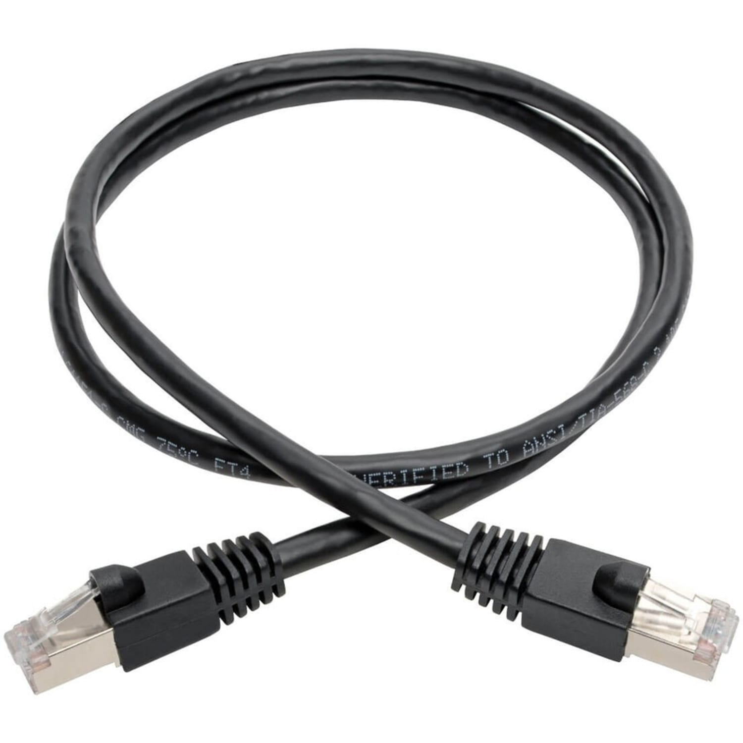 Tripp Lite Cat6a Snagless Shielded STP Patch Cable 10G, PoE, Black M/M 3ft - 1 x RJ-45 Male Network - 1 x RJ-45 Male Network - Shielding - Black - Image 3