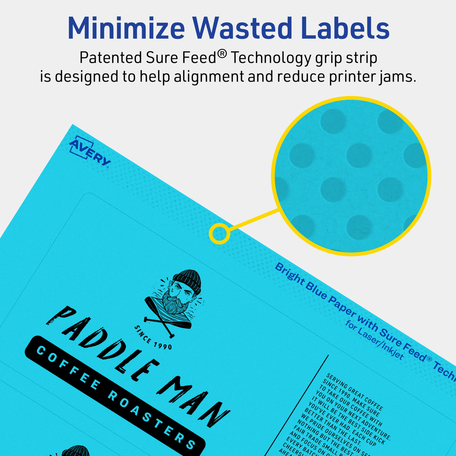 Avery Print-To-The-Edge Labels With Sure Feed Technology, 94250-BBP80, Rectangle, 3in x 7in, Matte Bright Blue, Pack of 240 - Image 5