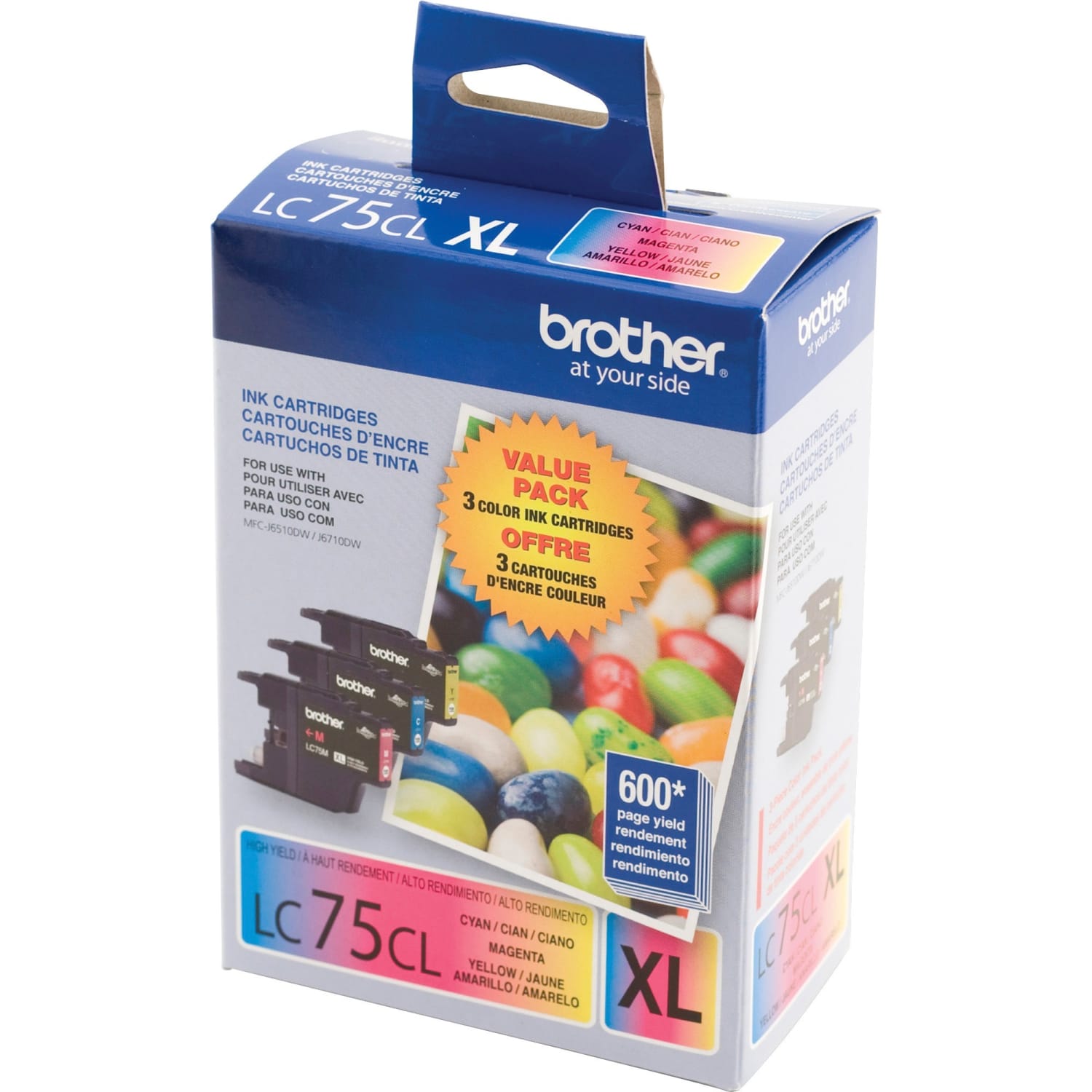 Brother LC75 Cyan, Magenta, Yellow Ink Cartridges, Pack Of 3, LC753PKS - Image 4