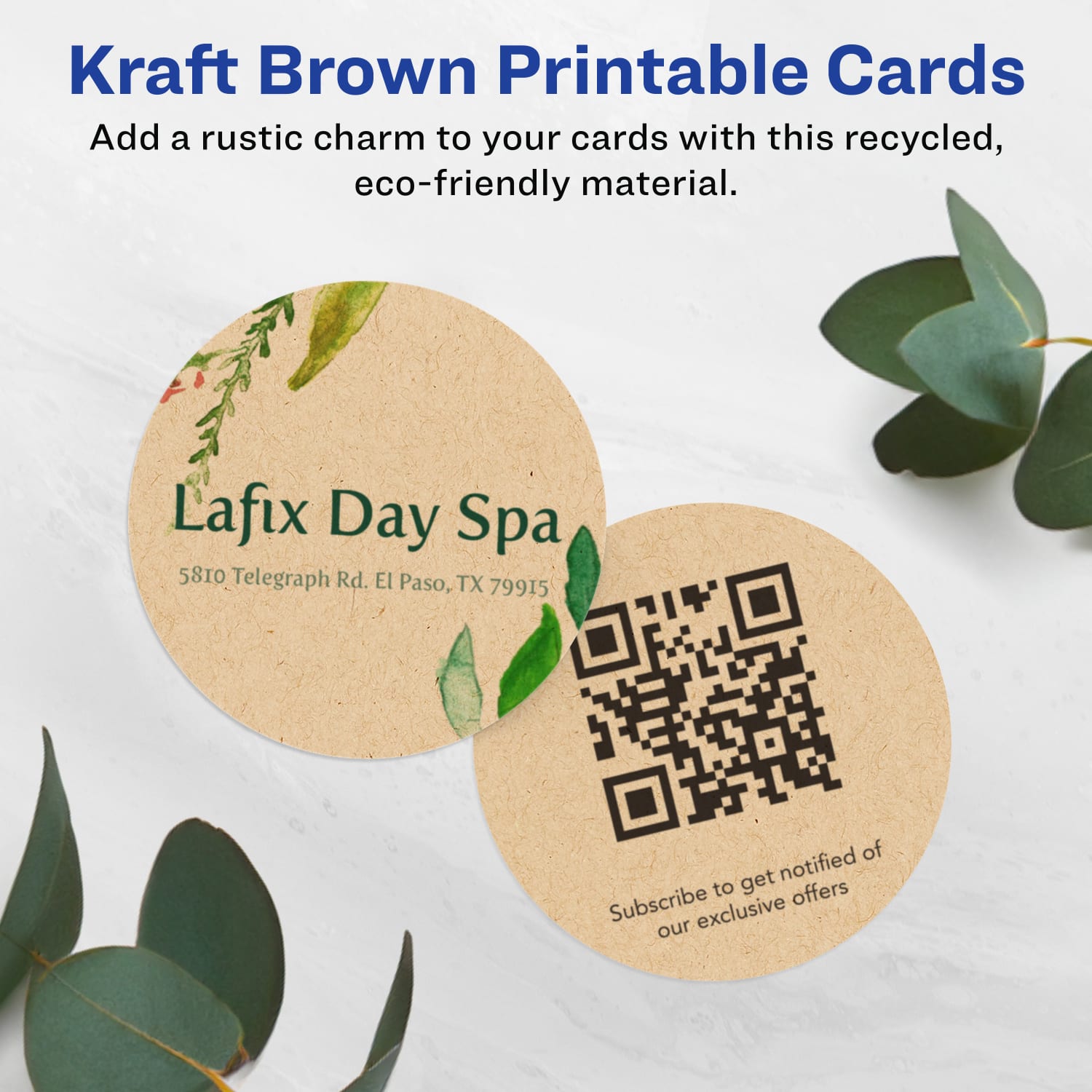 Avery Printable Business Cards With Sure Feed Technology, 95268-KMC25, Round, 2in Diameter, Kraft Brown, Pack Of 300 - Image 3