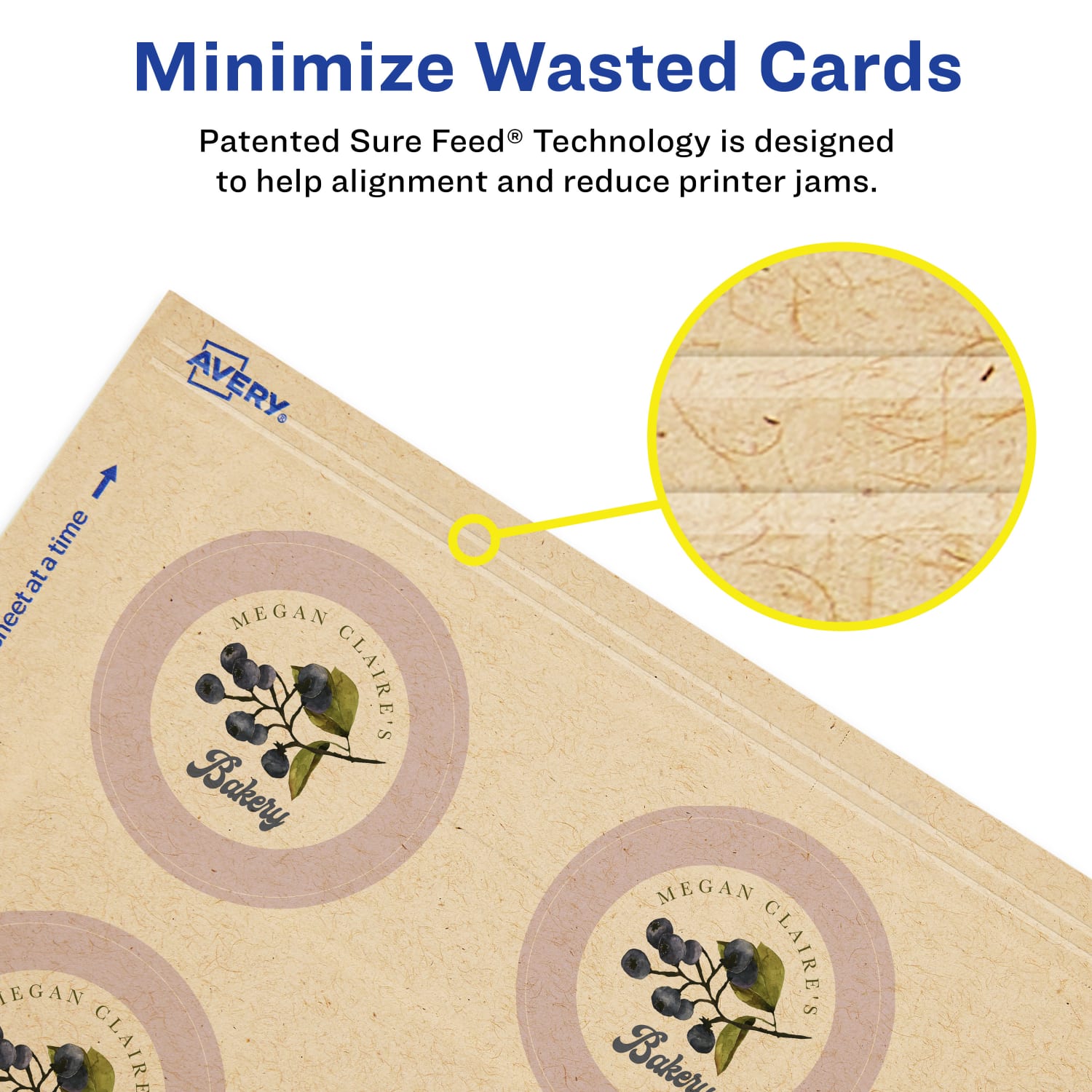 Avery Printable Business Cards With Sure Feed Technology, 95268-KMC25, Round, 2in Diameter, Kraft Brown, Pack Of 300 - Image 5