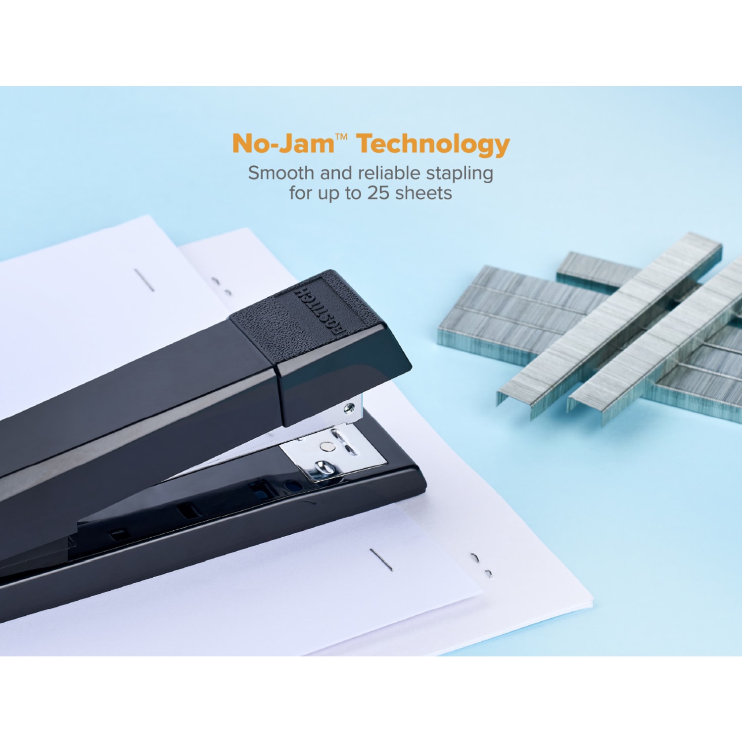 Bostitch No-Jam Premium Desktop Stapler, Full-Strip, Black, Includes 1,250 Staples, Set Of 12 Staplers - Image 6