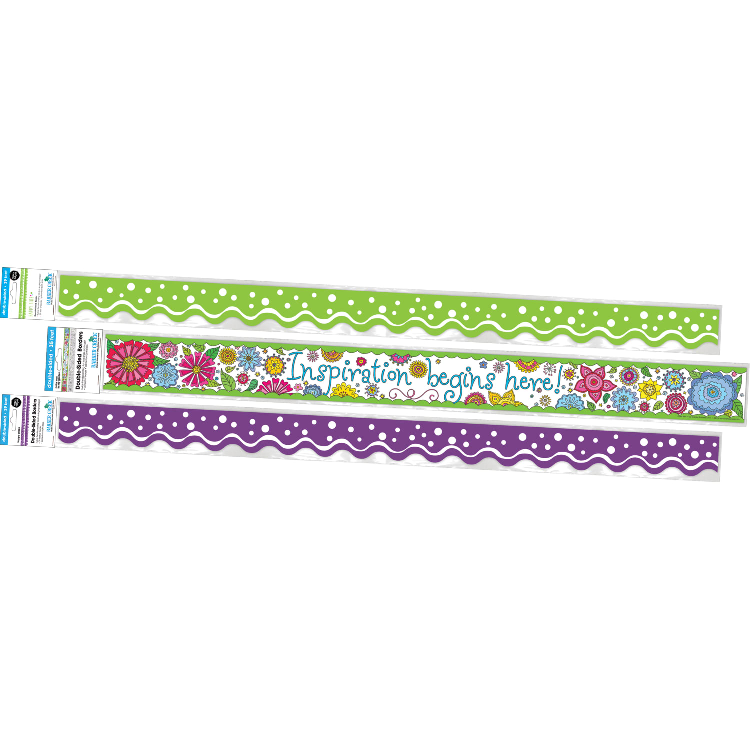Barker Creek Double-Sided Straight-Edge/Scalloped-Edge Border Strip Set, Motivational, Set Of 38 Strips - Image 6