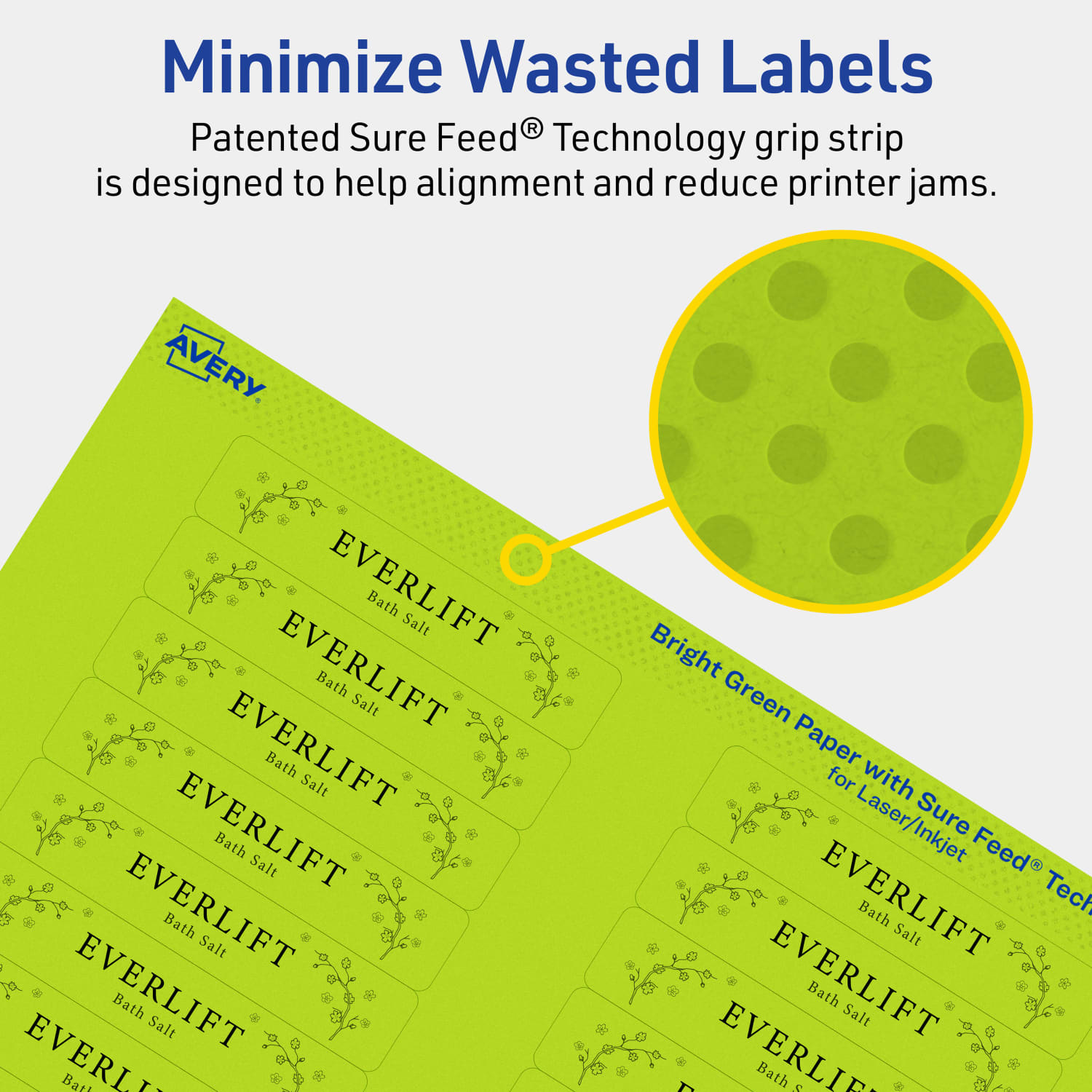 Avery Printable Labels With Sure Feed Technology, 94214-BGP80, Rectangle, 5/8in x 3in, Matte Bright Green, Pack of 2560 - Image 5