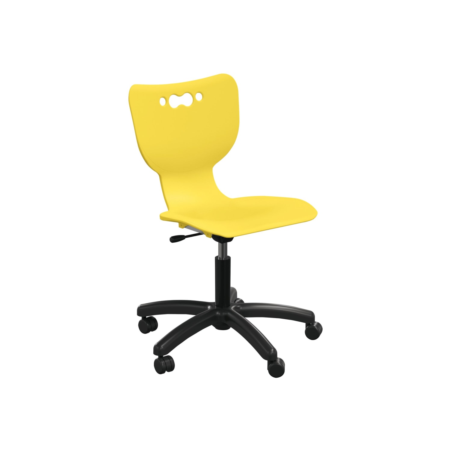 MooreCo Hierarchy Armless Mobile Chair With 5-Star Base, Hard Casters, Yellow/Black - Image 3