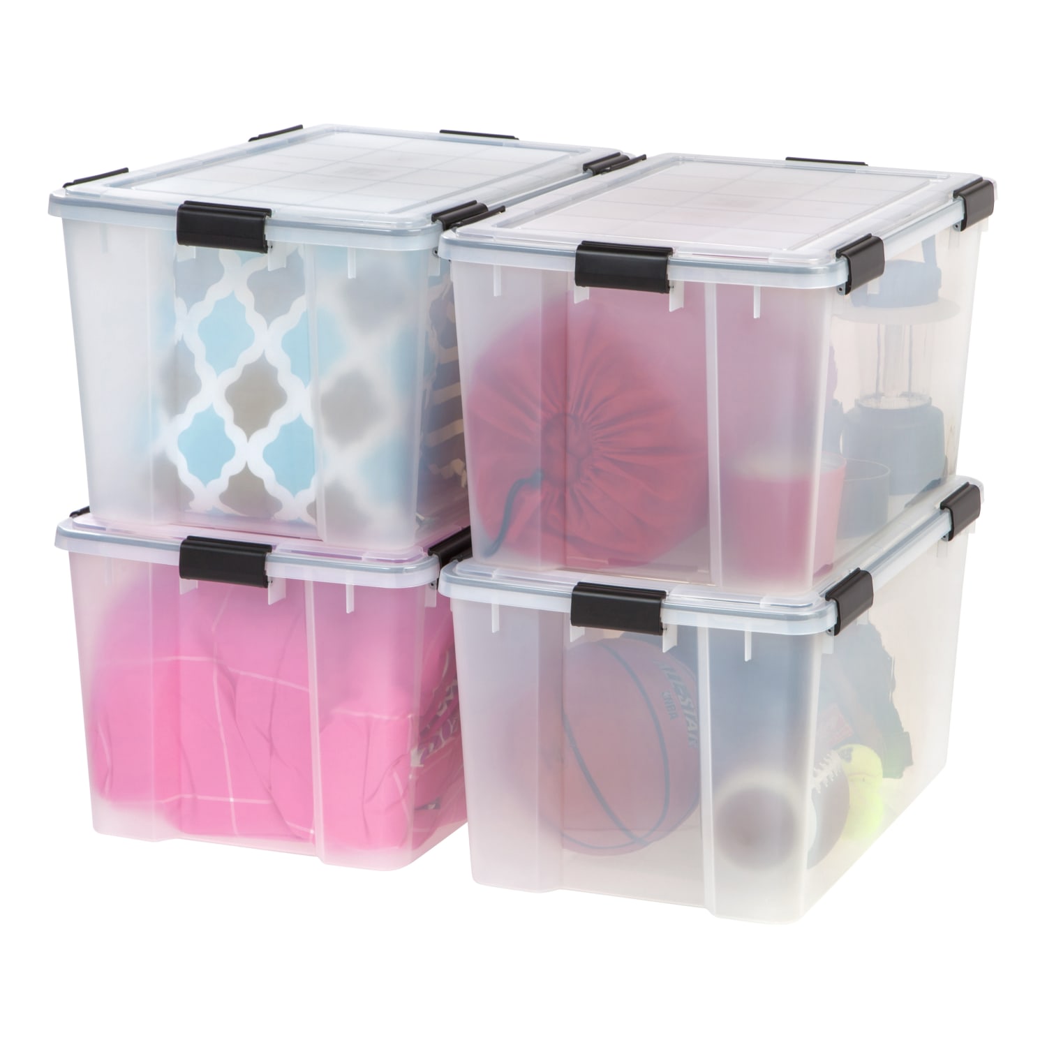 IRIS Weathertight Plastic Storage Container With Latch Lid, 14 1/2in x 17 3/4in x 23 5/8in, Clear - Image 4
