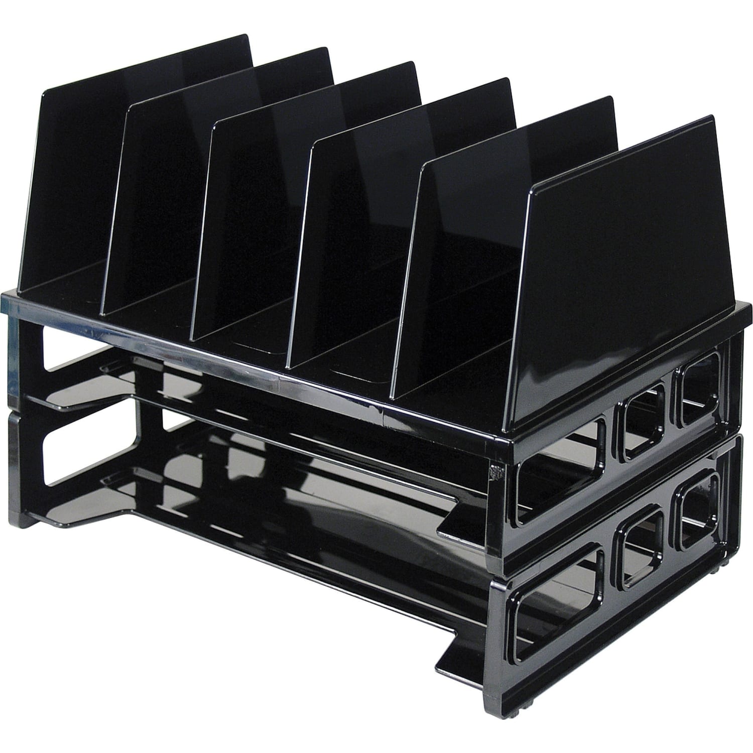 OIC Tray/Sorter Combo, Letter Size, 10 1/4inH x 13 1/2inW x 9inD, Black - Image 3