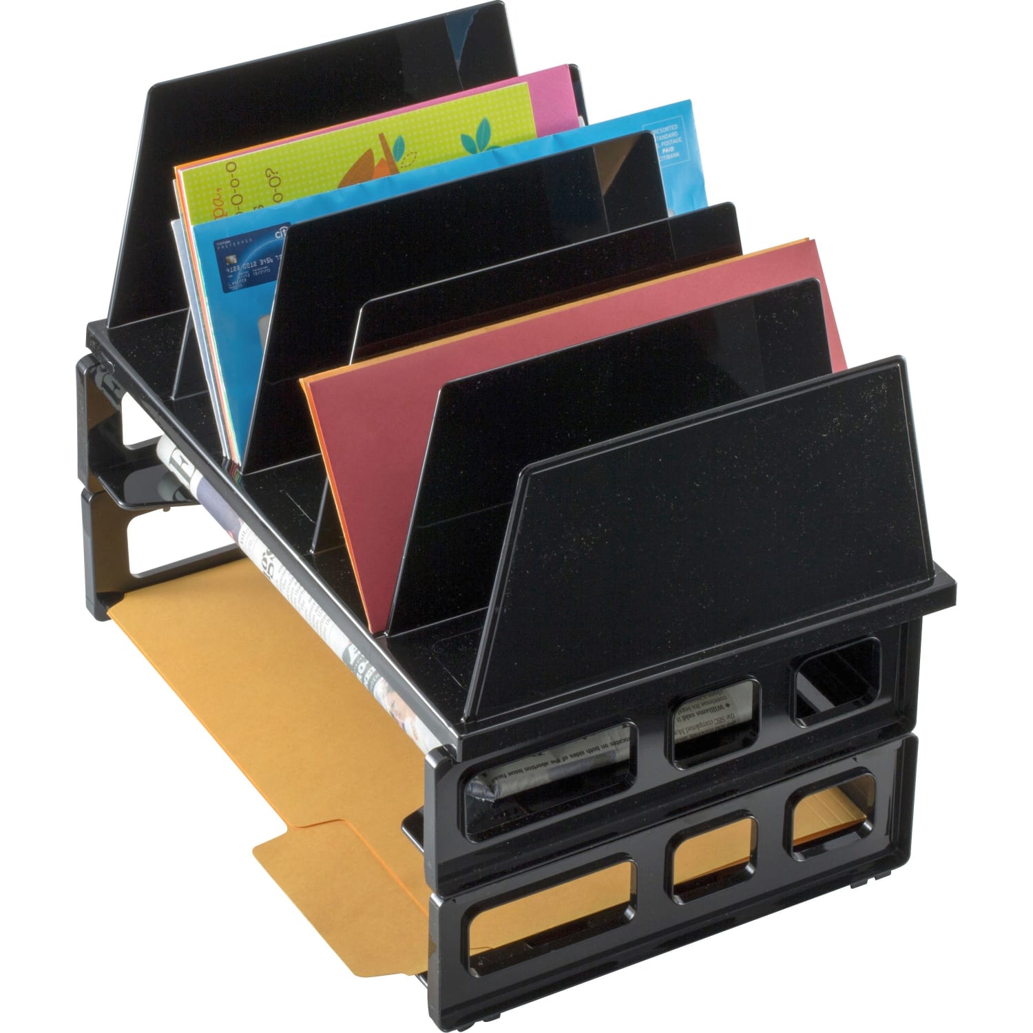 OIC Tray/Sorter Combo, Letter Size, 10 1/4inH x 13 1/2inW x 9inD, Black - Image 4