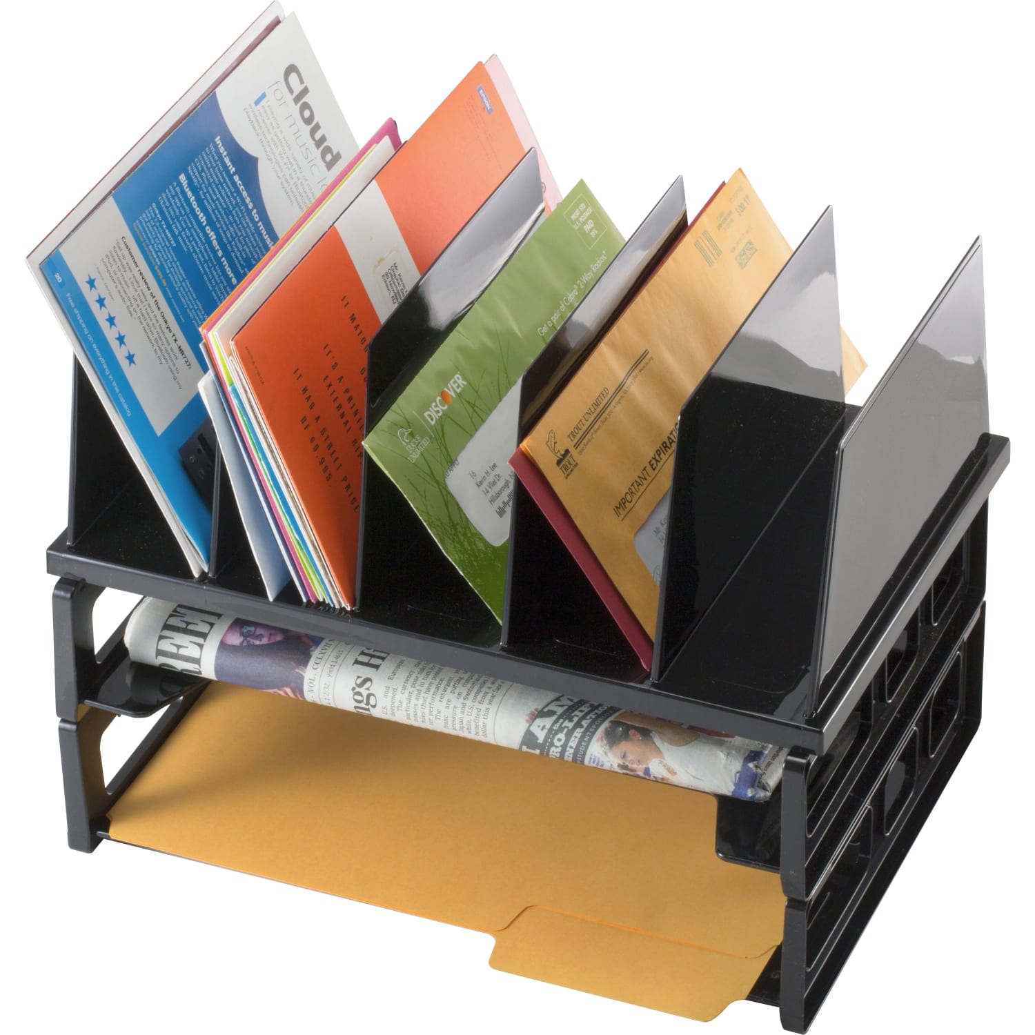 OIC Tray/Sorter Combo, Letter Size, 10 1/4inH x 13 1/2inW x 9inD, Black - Image 5