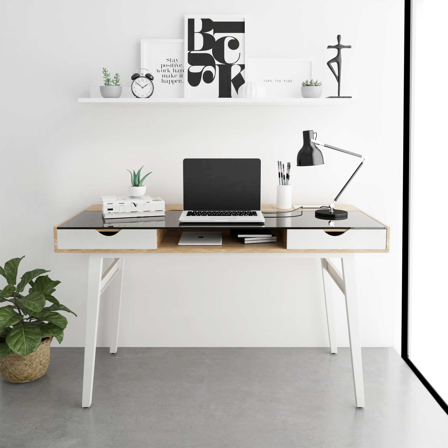 Techni Mobili 51inW Computer Desk With Storage, Walnut Brown - Image 3