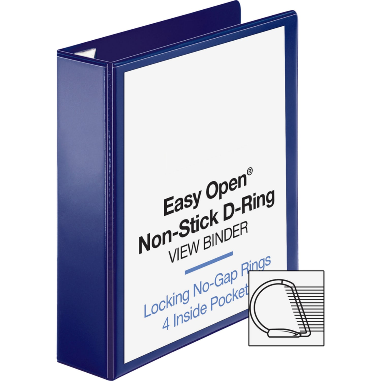 Sparco Easy-Open Nonstick View 3-Ring Binder, 2in D-Rings, Navy - Image 6